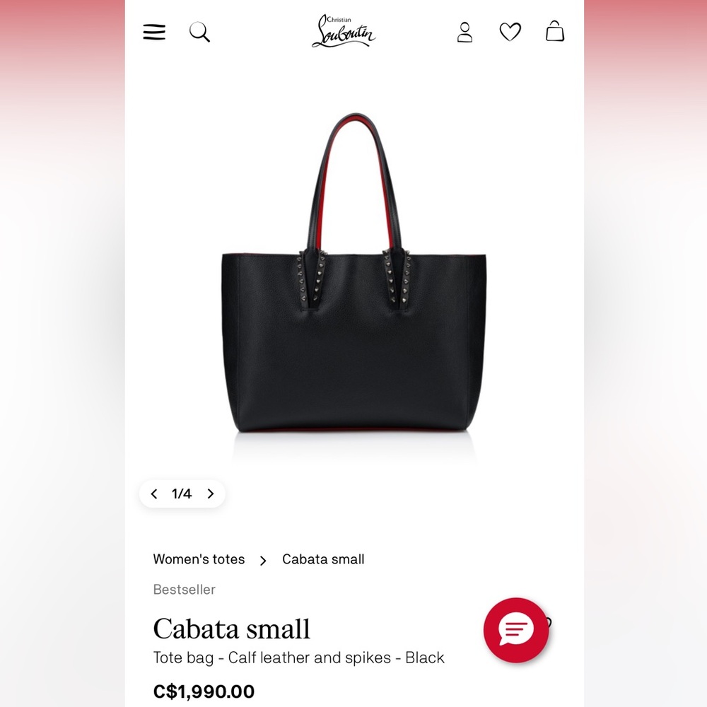 Christian Louboutin Black and Red Tote with Studded Handles